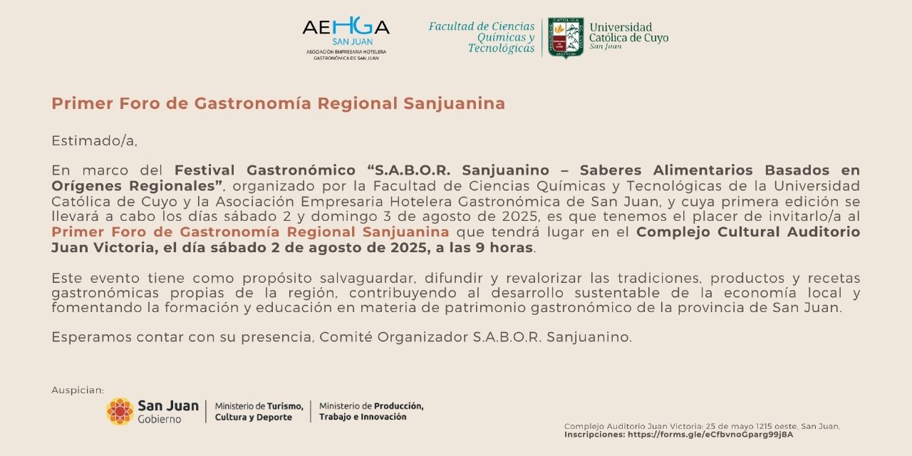 Primer Foro de Gastronomía Regional Sanjuanina – 2 de agosto de 2025